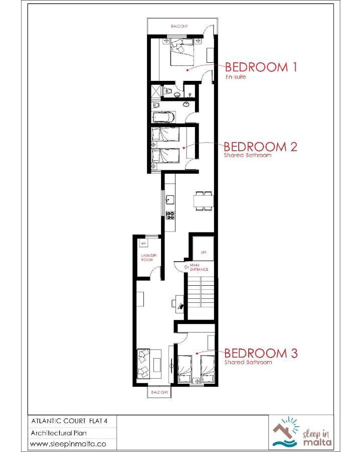 F4 Room 3, Private Room Two Single Beds Shared Bathroom Msida Εξωτερικό φωτογραφία